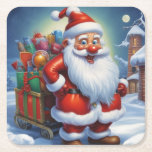 Santa Clause Christmas Happy New Year スクエアペーパーコースター<br><div class="desc">デジタルコンピュータアニマルアート – カレッポップ・アートのジアート – Santa Clauseコンピュータイメージ</div>
