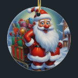 Santa Clause Christmas Happy New Year セラミックオーナメント<br><div class="desc">デジタルコンピュータアニマルアート – カレッポップ・アートのジアート – Santa Clauseコンピュータイメージ</div>