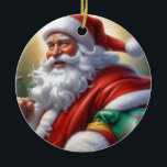 Santa Clause Christmas Happy New Year セラミックオーナメント<br><div class="desc">デジタルコンピュータアニマルアート – カレッポップ・アートのジアート – Santa Clauseコンピュータイメージ</div>