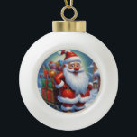 Santa Clause Christmas Happy New Year セラミックボールオーナメント<br><div class="desc">デジタルコンピュータアニマルアート – カレッポップ・アートのジアート – Santa Clauseコンピュータイメージ</div>