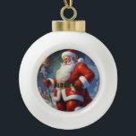Santa Clause Christmas Happy New Year セラミックボールオーナメント<br><div class="desc">デジタルコンピュータアニマルアート – カレッポップ・アートのジアート – Santa Clauseコンピュータイメージ</div>