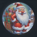Santa Clause Christmas Happy New Year ペーパープレート<br><div class="desc">デジタルコンピュータアニマルアート – カレッポップ・アートのジアート – Santa Clauseコンピュータイメージ</div>