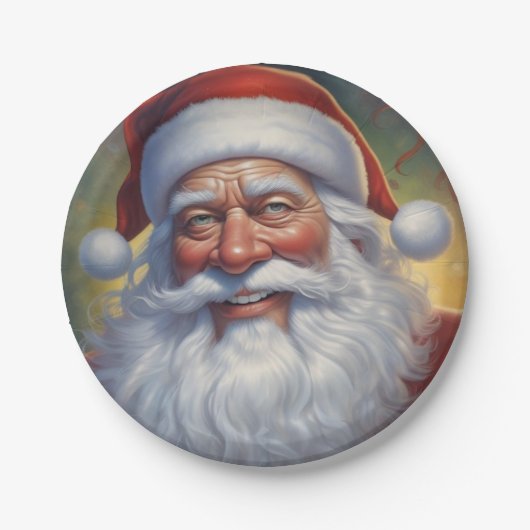 Santa Clause Christmas Happy New Year ペーパープレート (正面)