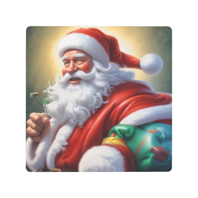 Santa Clause Christmas Happy New Year メタルプリント (正面)