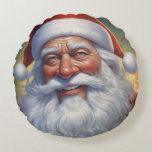 Santa Clause Christmas Happy New Year ラウンドクッション<br><div class="desc">デジタルコンピュータアニマルアート – カレッポップ・アートのジアート – Santa Clauseコンピュータイメージ</div>
