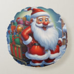 Santa Clause Christmas Happy New Year ラウンドクッション<br><div class="desc">デジタルコンピュータアニマルアート – カレッポップ・アートのジアート – Santa Clauseコンピュータイメージ</div>