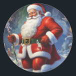 Santa Clause Christmas Happy New Year ラウンドシール<br><div class="desc">デジタルコンピュータアニマルアート – カレッポップ・アートのジアート – Santa Clauseコンピュータイメージ</div>