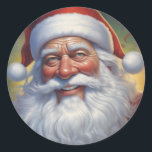 Santa Clause Christmas Happy New Year ラウンドシール<br><div class="desc">デジタルコンピュータアニマルアート – カレッポップ・アートのジアート – Santa Clauseコンピュータイメージ</div>