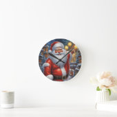 Santa Clause Christmas Happy New Year ラウンド壁時計 (ホーム)