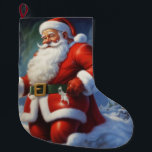 Santa Clause Christmas Happy New Year ラージクリスマスストッキング<br><div class="desc">デジタルコンピュータアニマルアート – カレッポップ・アートのジアート – Santa Clauseコンピュータイメージ</div>