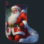 Santa Clause Christmas Happy New Year ラージクリスマスストッキング<br><div class="desc">デジタルコンピュータアニマルアート – カレッポップ・アートのジアート – Santa Clauseコンピュータイメージ</div>
