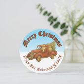 Santa Clause Driving Vintage Truck Christmas  シーズンカード (スタンド正面)