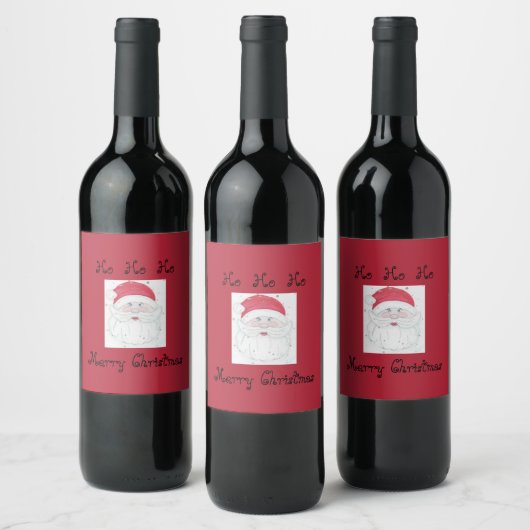 Santa Clause "Ho Ho"クリスマス ワインラベル (ボトル)