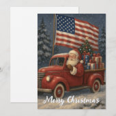 Santa Clause In Little Red Truck Christmas シーズンカード (正面/裏面)
