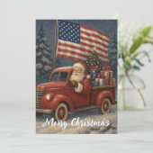 Santa Clause In Little Red Truck Christmas シーズンカード (スタンド正面)