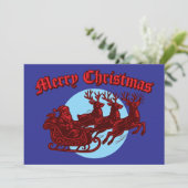 Santa Clause In Sleigh & Reindeer Christmas シーズンカード (スタンド正面)