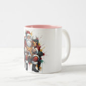 Santa Clause & Reindeer , Christmas Mug ツートーンマグカップ (正面右)