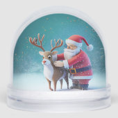 Santa Clause & Rudolf Christmas Snow Globe (正面)