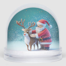 Santa Clause & Rudolf Christmas Snow Globe