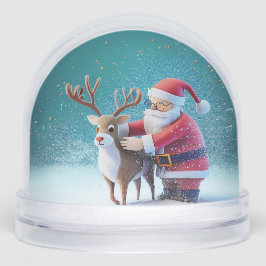 Santa Clause & Rudolf Christmas Snow Globe