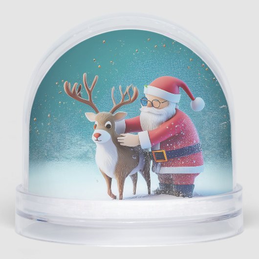 Santa Clause & Rudolf Christmas Snow Globe (正面)