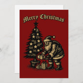 Santa Clause Under Christmas Tree シーズンカード (正面/裏面)