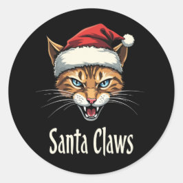 Santa Claws Angry Cat Christmas - Funny Christmas ラウンドシール