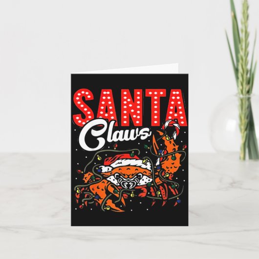 Santa Claws Christmas Funny Crab Lights Holiday Ca カード (正面)