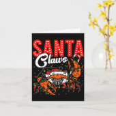 Santa Claws Christmas Funny Crab Lights Holiday Ca カード (黄色い花)