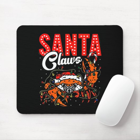 Santa Claws Christmas Funny Crab Lights Holiday Ca マウスパッド (マウス)