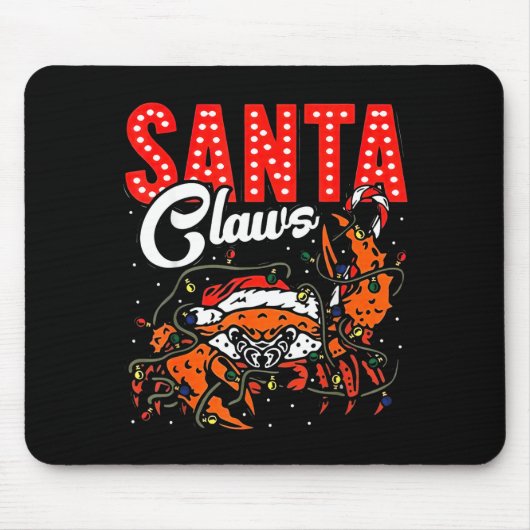Santa Claws Christmas Funny Crab Lights Holiday Ca マウスパッド (正面)