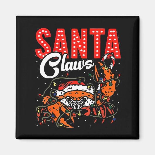 Santa Claws Christmas Funny Crab Lights Holiday Ca マグネット (正面)