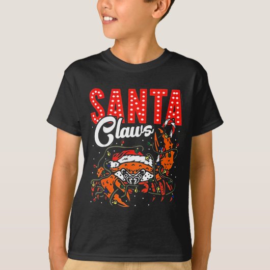 Santa Claws Christmas Funny Crab Lights Holiday Ca Tシャツ (正面)