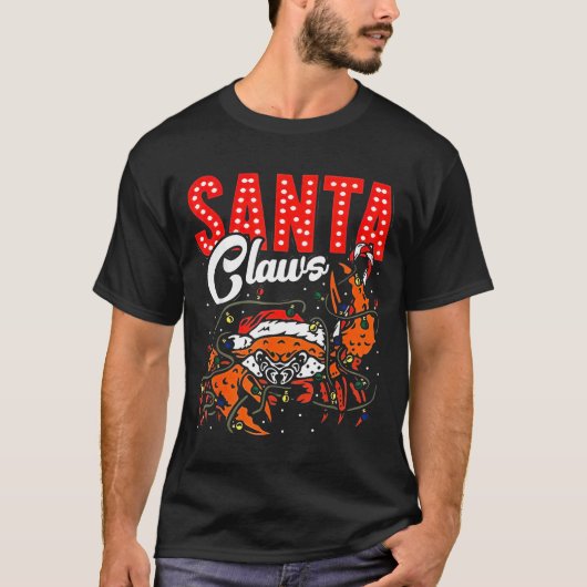 Santa Claws Christmas Funny Crab Lights Holiday Ca Tシャツ (正面)
