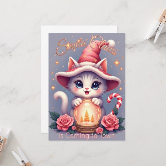 Santa Claws – Cute Holiday Cat Design カード (正面/裏面インサイチュ)