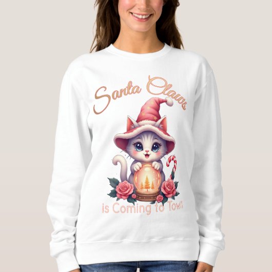 Santa Claws – Cute Holiday Cat Design スウェットシャツ (正面)
