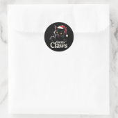 Santa Claws – Funny Black Cat Christmas Design ラウンドシール (バッグ)