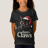 Santa Claws – Funny Black Cat Christmas Design Tシャツ (正面)
