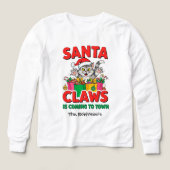 Santa Claws Funny Christmas Cat Custom Family Name (デザイン正面)