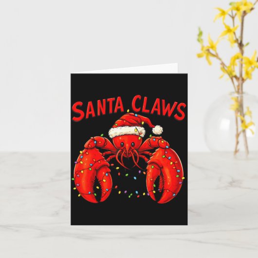 Santa Claws Funny Christmas Lobster With Lights  カード (黄色い花)