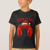 Santa Claws Funny Christmas Lobster With Lights  Tシャツ (正面)