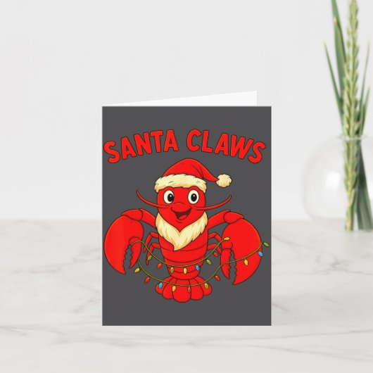 Santa Claws Lobster Christmas Lights Holiday Desig カード (正面)
