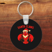 Santa Claws Lobster Christmas Lights Holiday Desig キーホルダー (正面)
