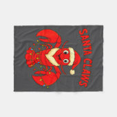 Santa Claws Lobster Christmas Lights Holiday Desig フリースブランケット (正面(横))