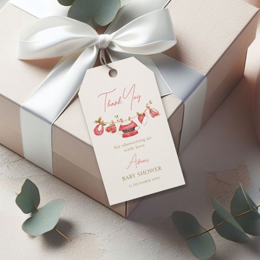 Santa Clothes Winter Boy Baby Shower Thank You ギフトタグ