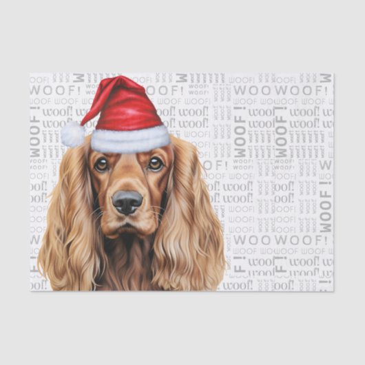 Santa Cocker Spaniel Dog Festive Christmas Holiday 薄葉紙 (正面)