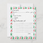 Santa Coloringカードへの子のウィッシュリスト ノートカード (正面)