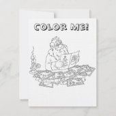 Santa Coloringカードへの子のウィッシュリスト ノートカード (裏面)