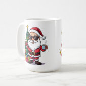 Santa Cool Mug with Sunglasses & Christmas Tree コーヒーマグカップ (正面左)
