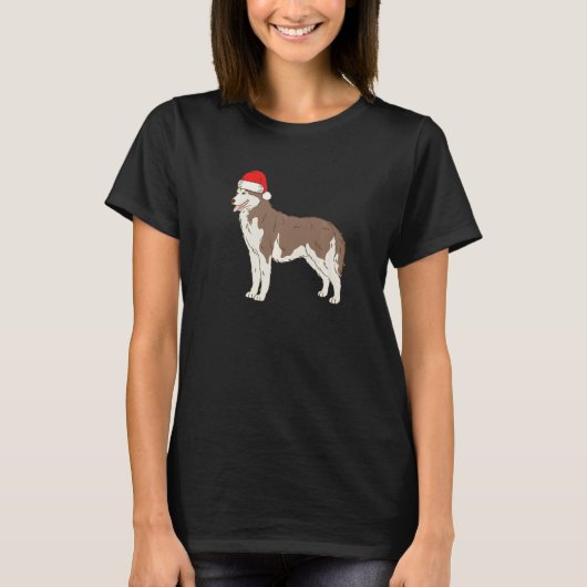 Santa Copper Siberian Husky Winter Christmas Dog M Tシャツ (正面)